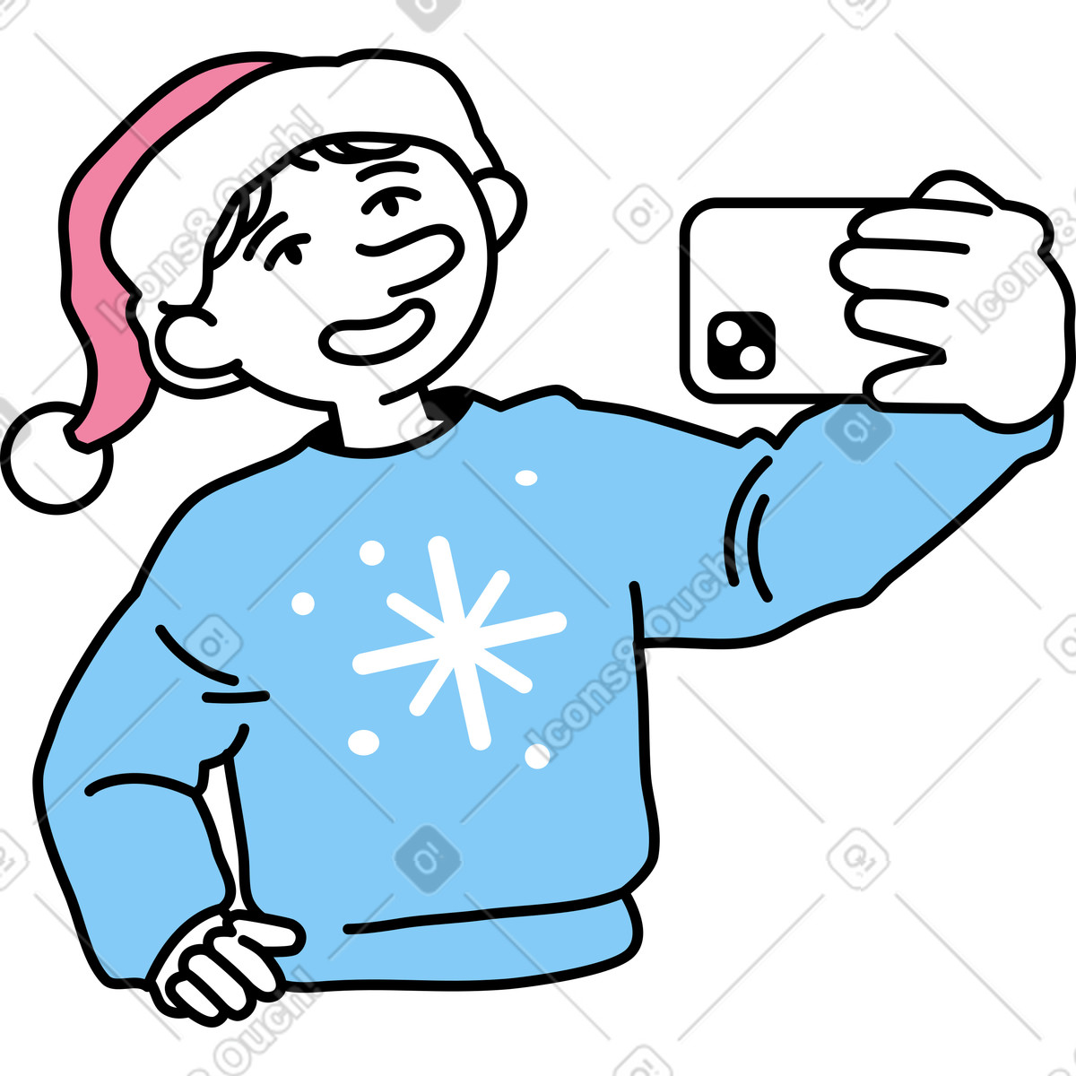 Uomo che si fa selfie illustrazione in stile Notes scarica in PNG, SVG