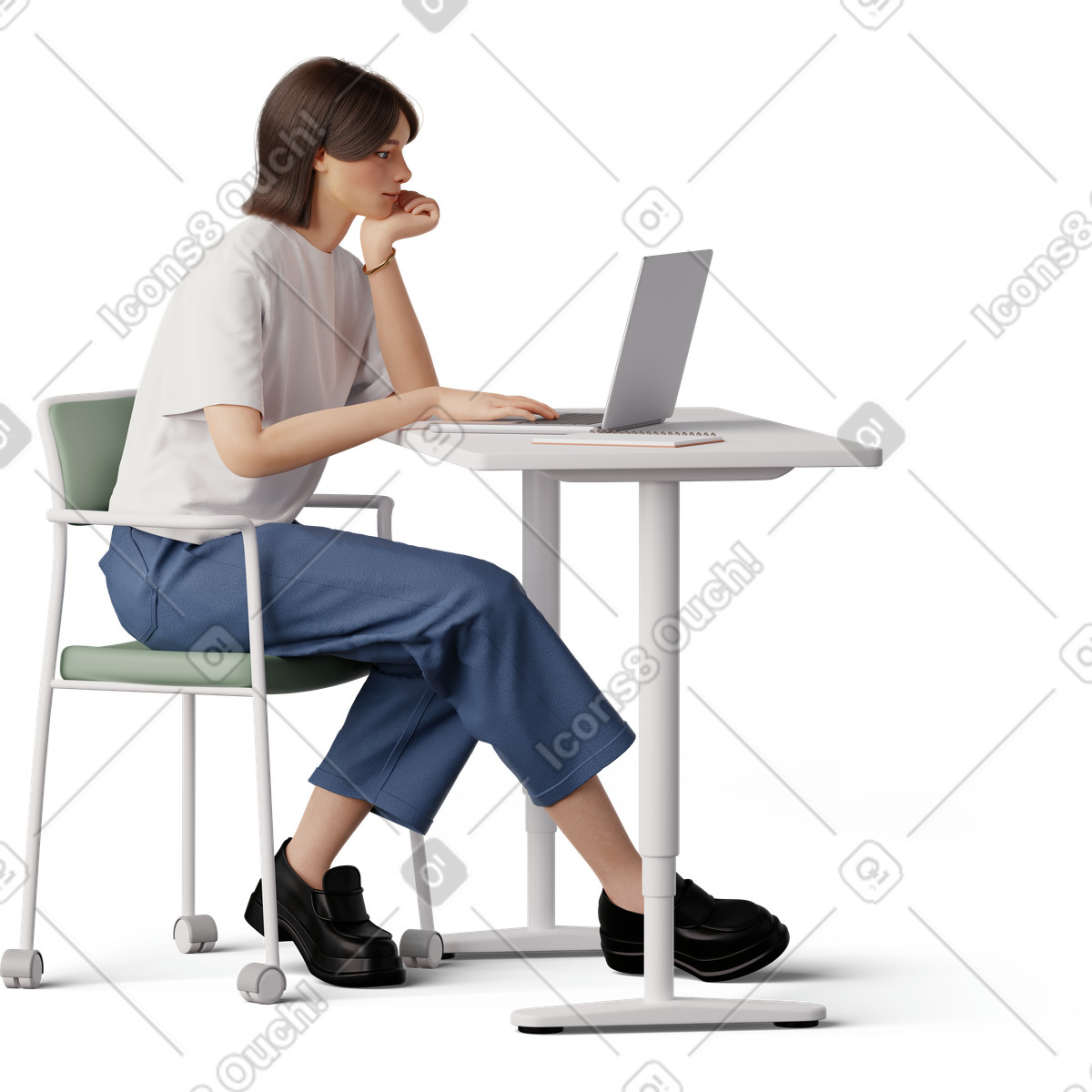 Young woman working at a desk illustration quality clipart images and vectors
