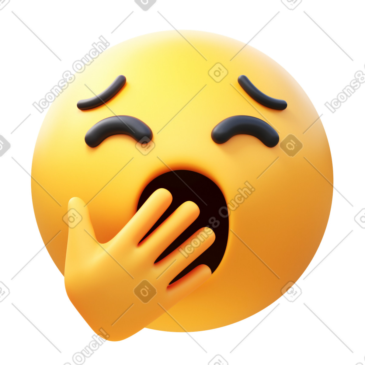 Ilustração de Yawning face em no estilo 3D Fluency para baixar em PNG, SVG