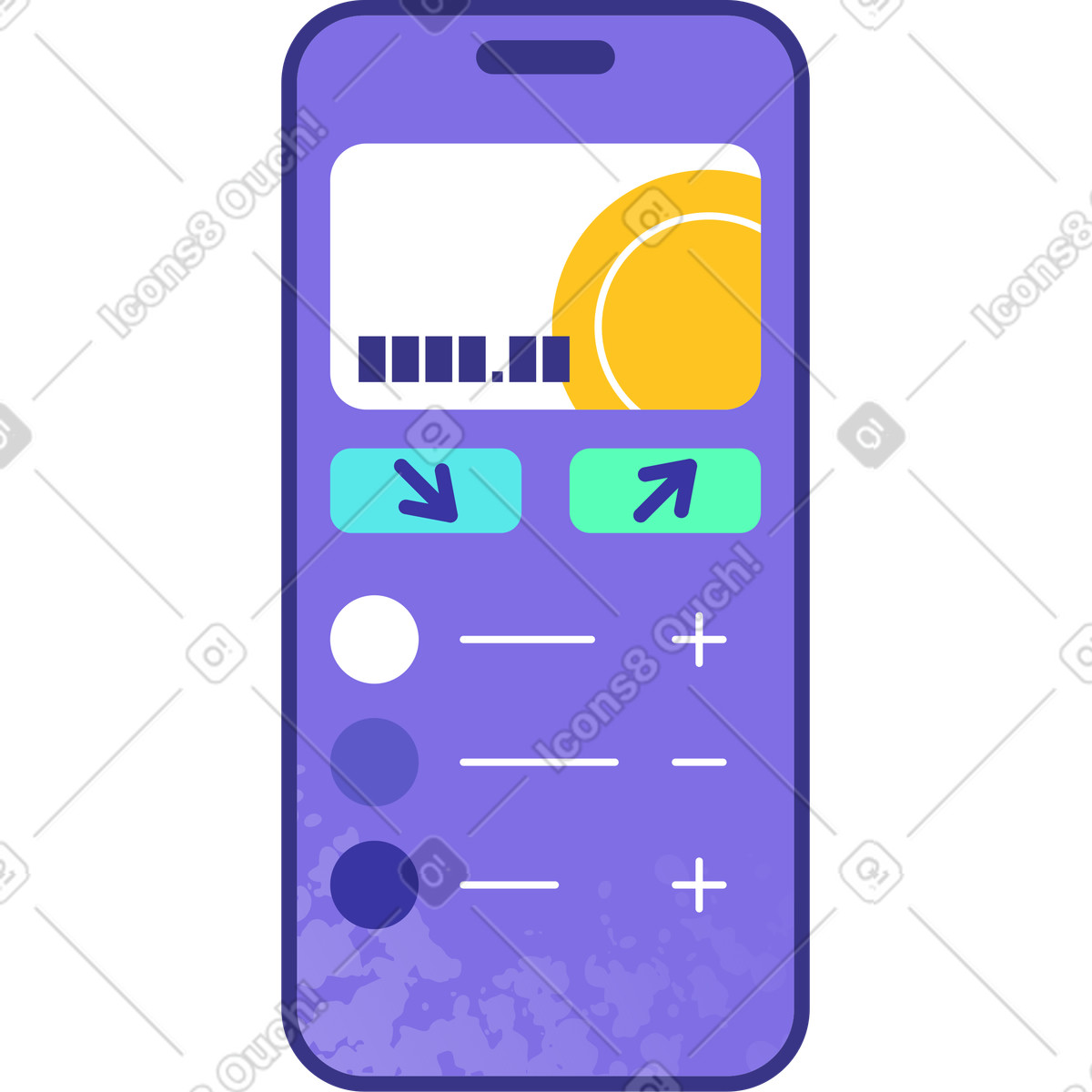 Telefono con app di online banking illustrazione in stile Bright scarica in PNG, SVG