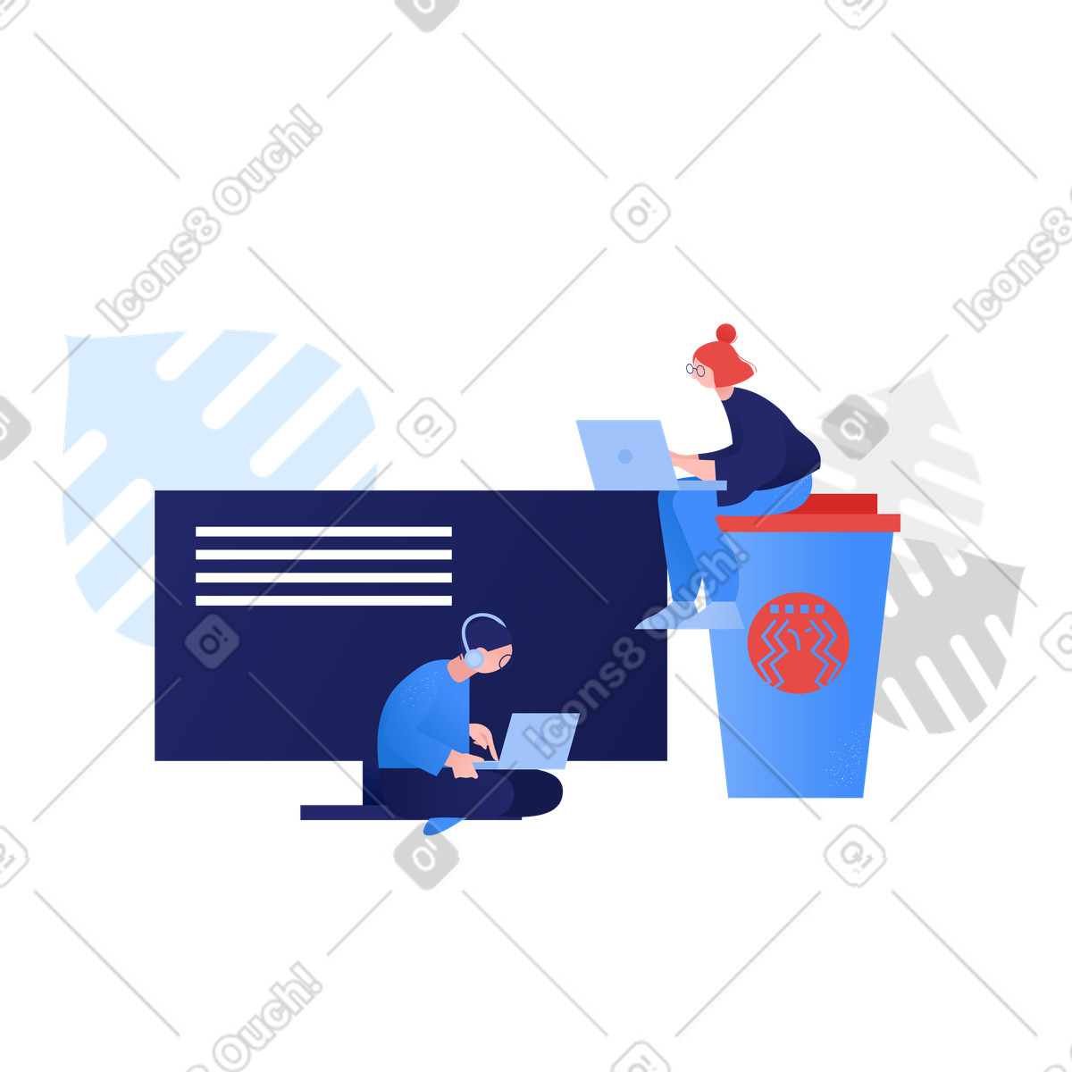 Illustration Station de travail informatique dans le style Clip à télécharger aux formats PNG, SVG
