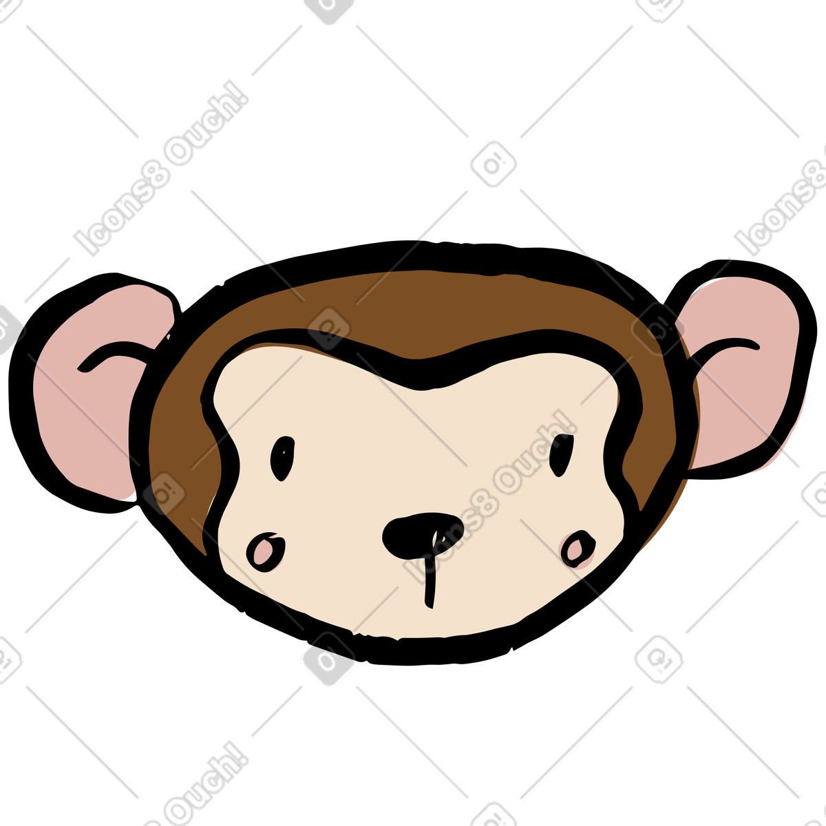 Affenkopf-Illustration im Scandi-Stil als Download in PNG, SVG