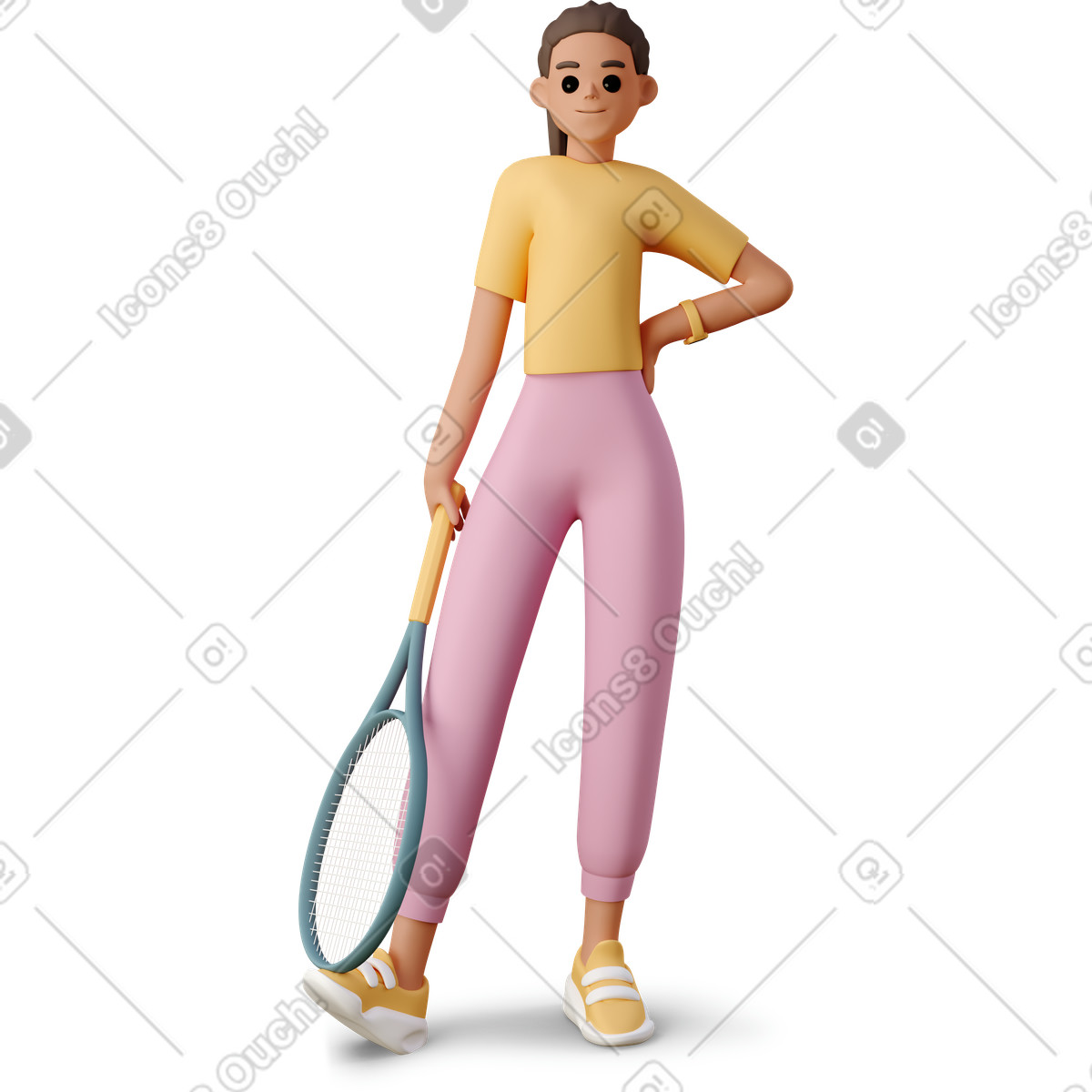 下载 3D Casual life 风格的 Tennis player 插画，支持 PNG、SVG 格式