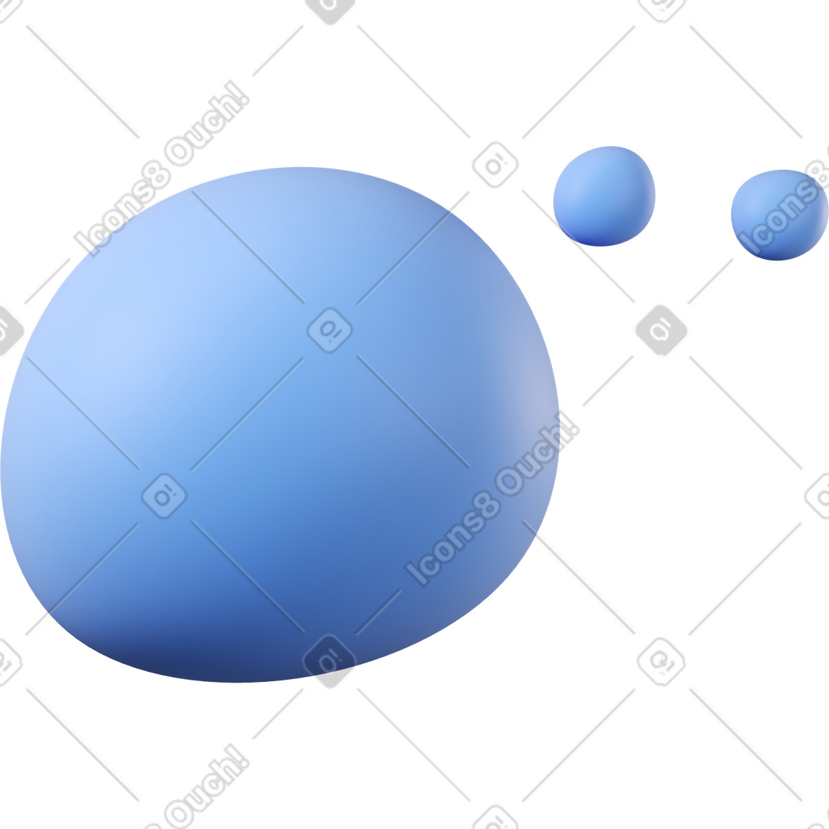 Blue round thought bubble illustration in PNG, SVG