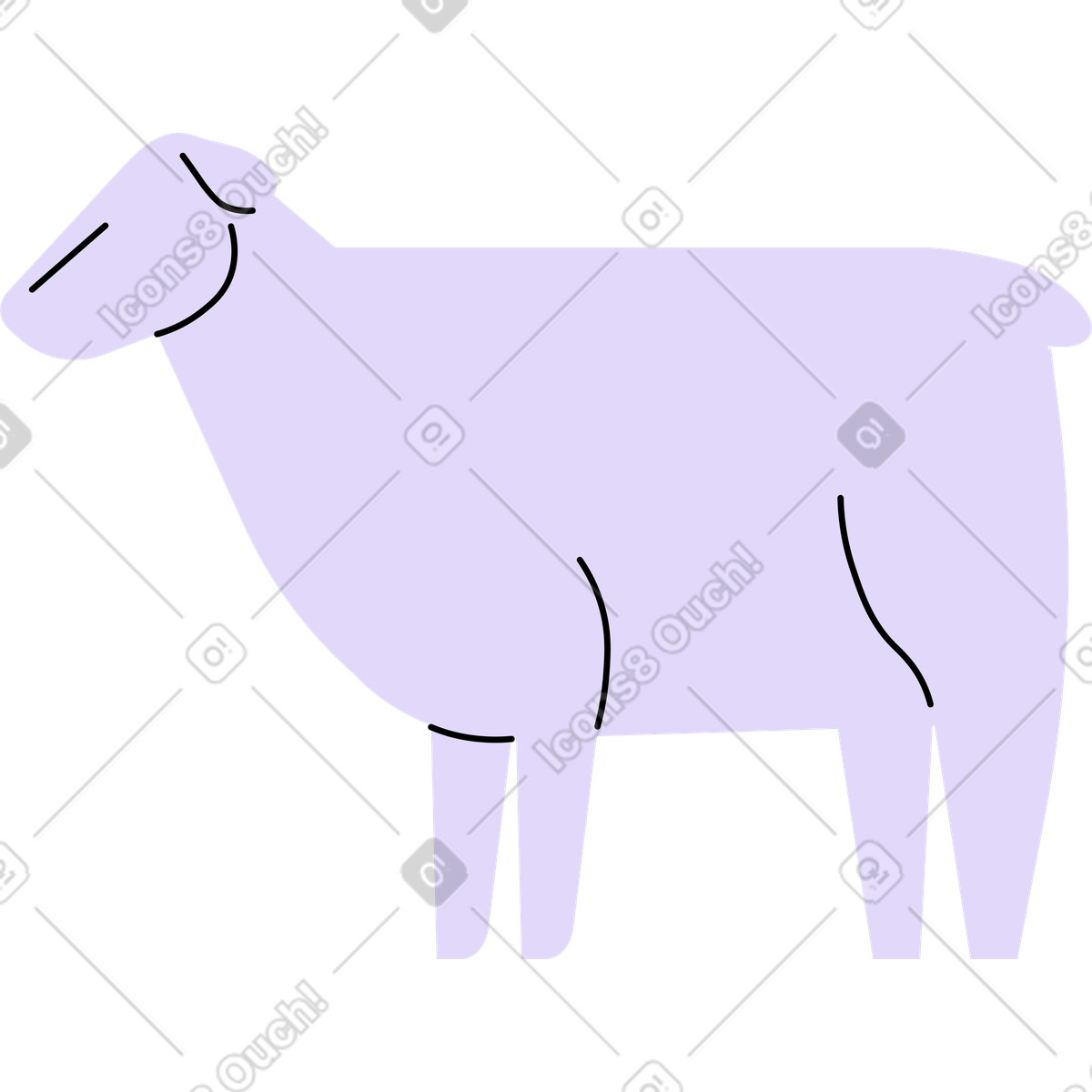 Ilustración Oveja en estilo Mellow a descargar en PNG y SVG