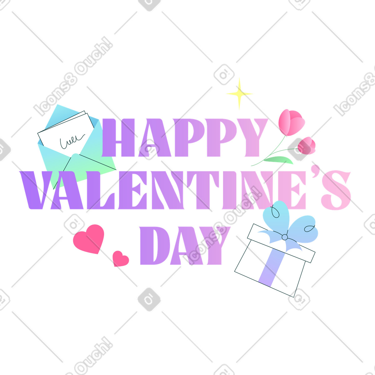 Florid スタイルの Valentine's Day romantic greeting, Love celebration concept のイラストをPNG、SVG形式でダウンロード