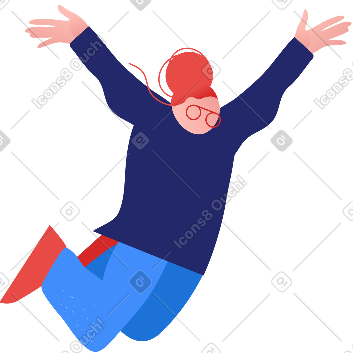 Nonna che salta illustrazione in stile Clip scarica in PNG, SVG