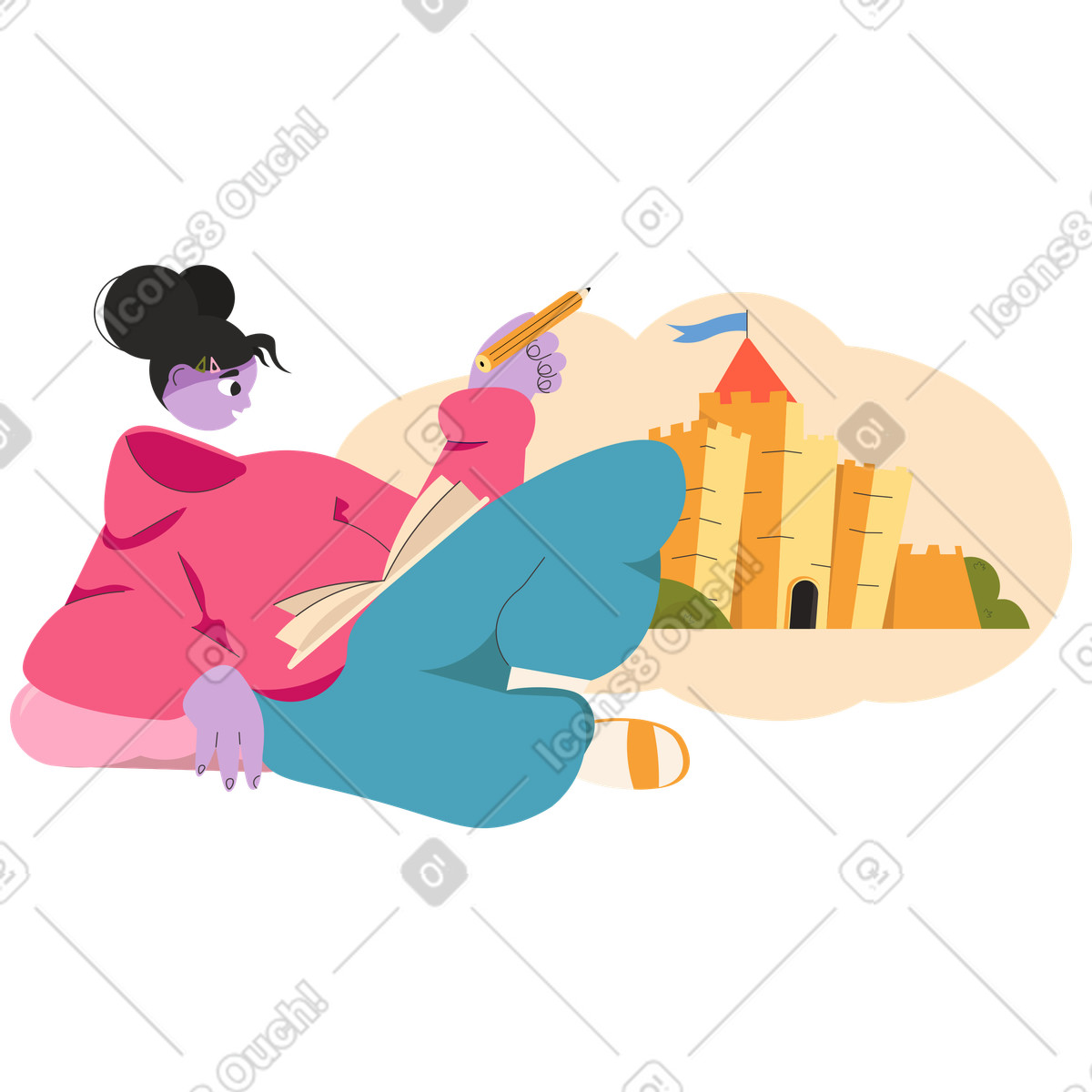 Creare una storia illustrazione in stile Dizzy scarica in PNG, SVG