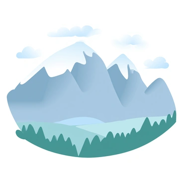 A mountain range with towering peaks reaching into the sky, each peak capped with bright white snow. The slopes of the mountains are rocky and steep, contrasting with the pristine snow. Below the mountains, a lush green valley stretches, dotted with trees. Soft clouds drift above, casting gentle shadows over the landscape. The scene captures the majesty and vastness of the mountains, with the sharpness of the rocky cliffs juxtaposed against the smoothness of the snow.