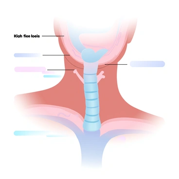 An illustration showing the precise position of the trachea in the neck region