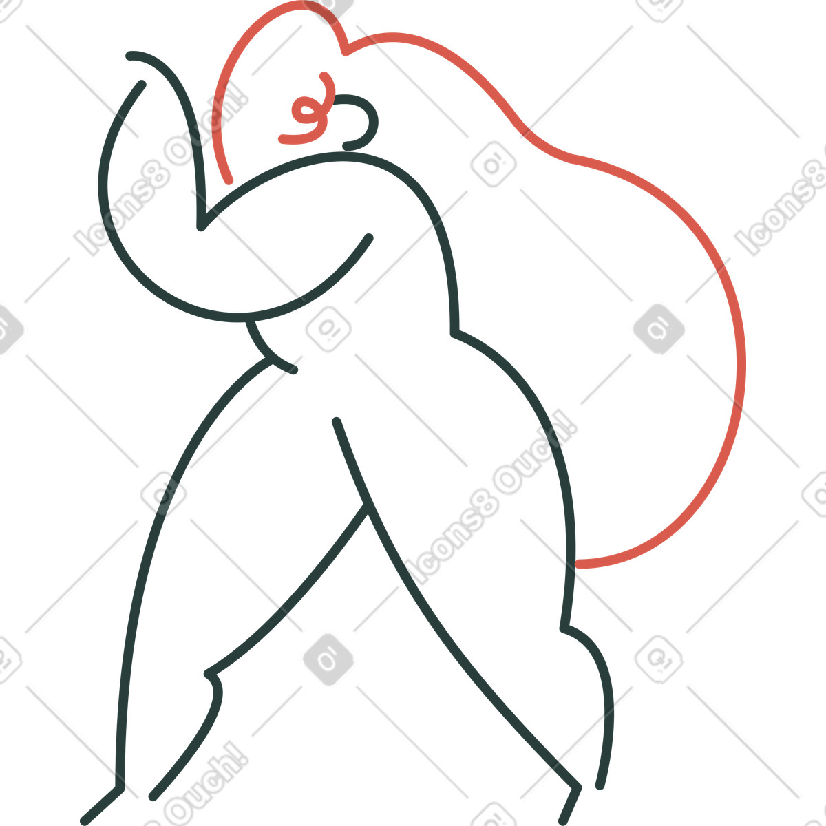 下载 Macaroni 风格的 女孩转身 插画，支持 PNG、SVG 格式