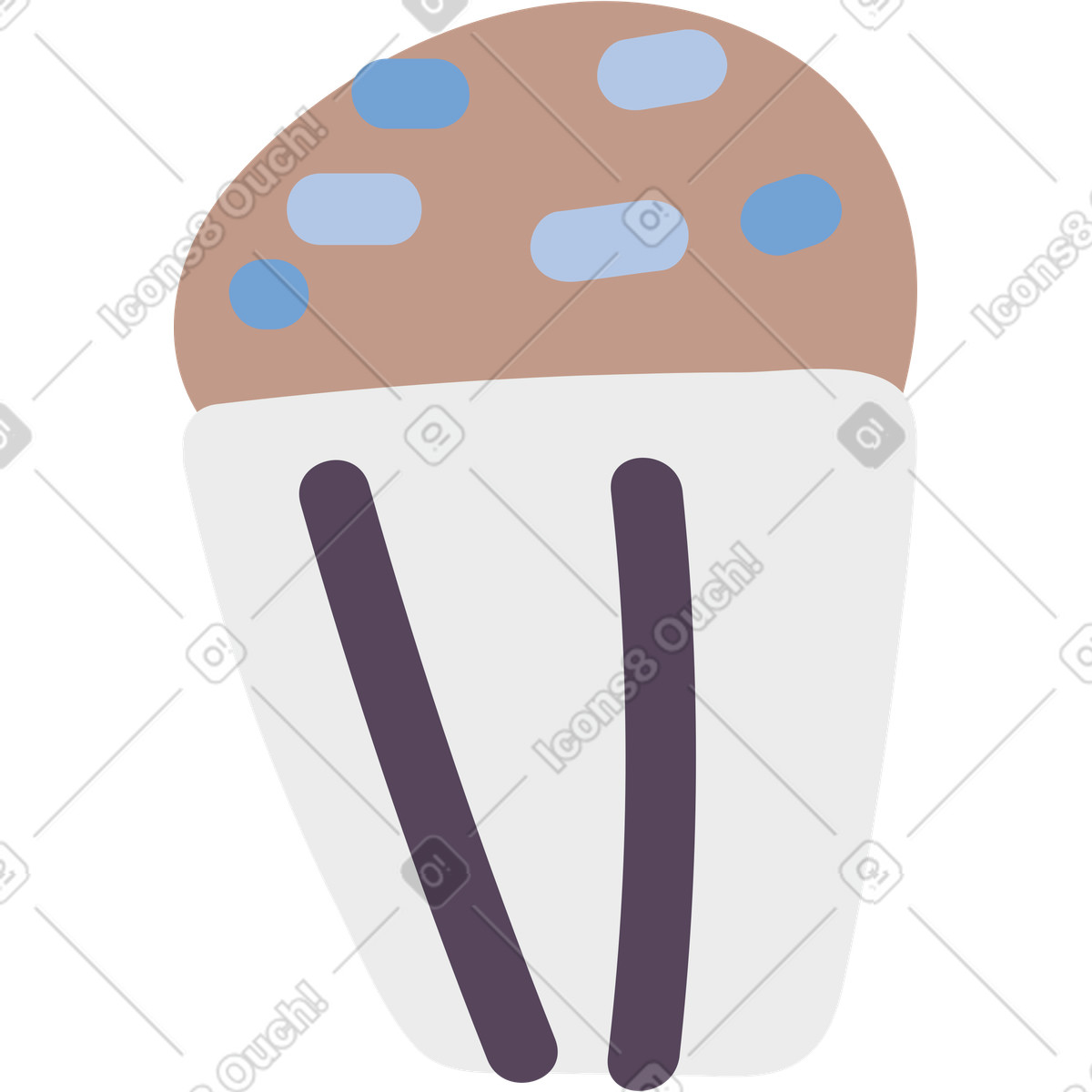 Cupcake-Illustration im Pluto-Stil als Download in PNG, SVG