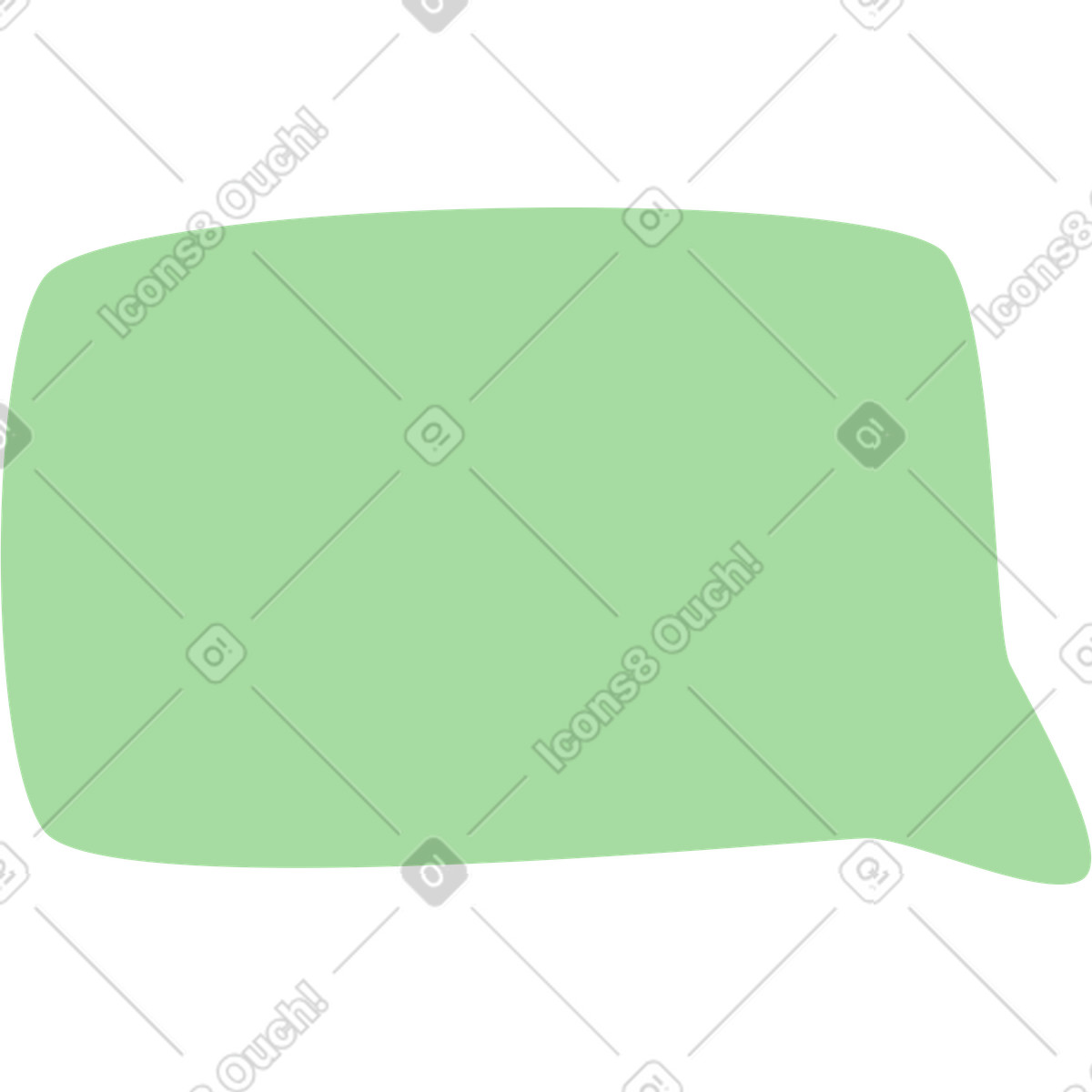 Ilustración Speech bubble blank green rectangle shape with pointed tail en estilo Organic a descargar en PNG y SVG