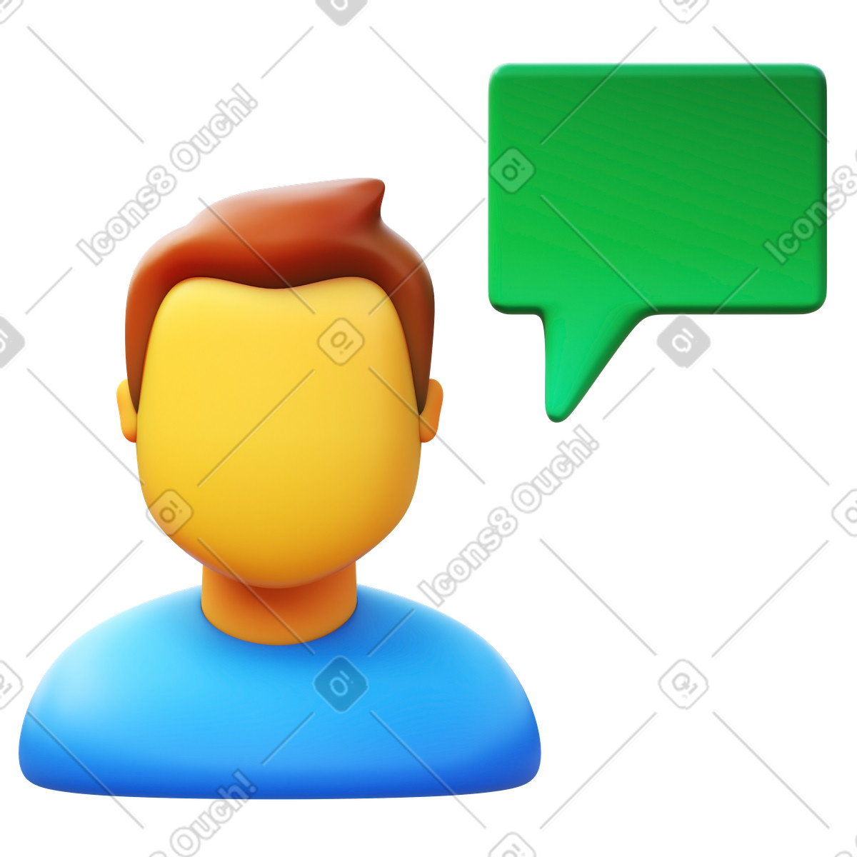 下载 3D Fluency 风格的 有聊天泡泡的男人 插画，支持 PNG、SVG 格式