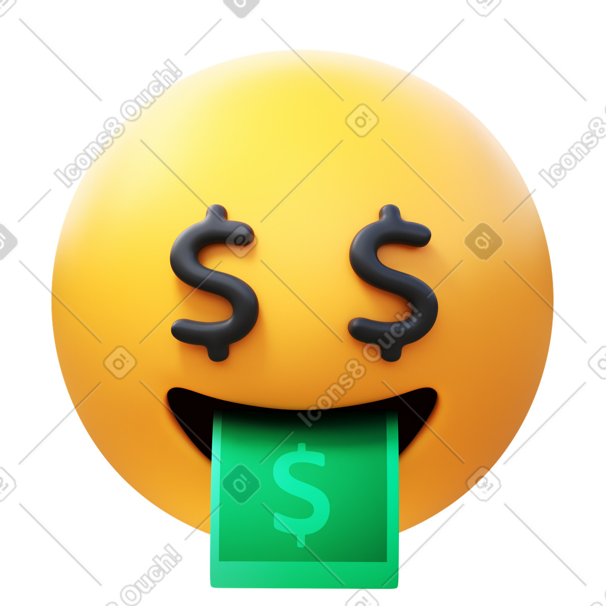 Money mouth face emoji illustration in 3D Fluency style download in PNG, SVG