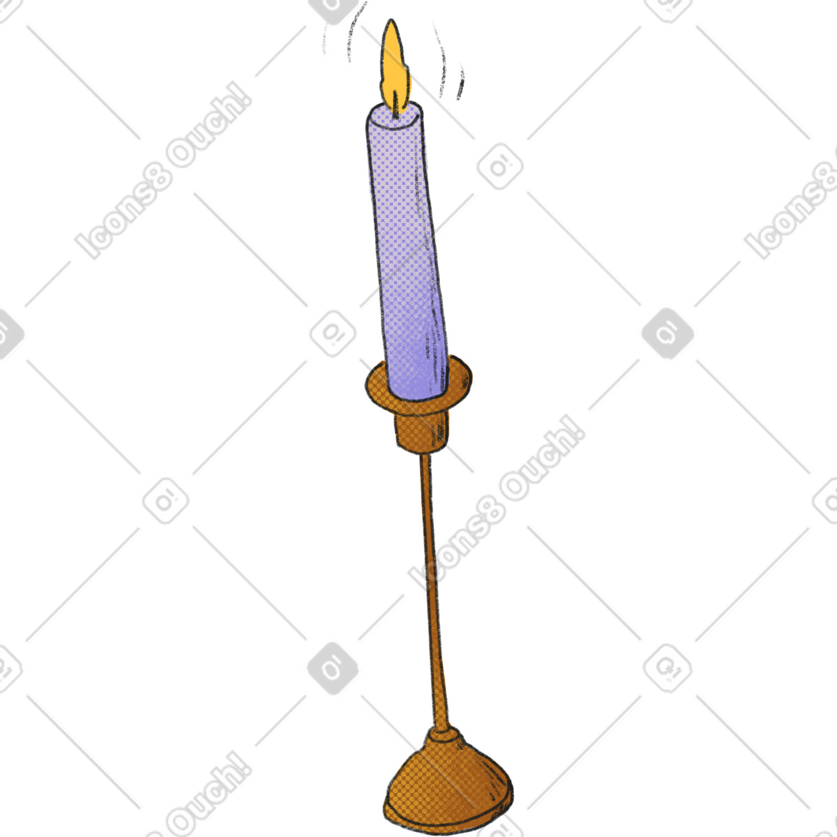 Ilustração de Purple candle in a candlestick em no estilo Moments para baixar em PNG, SVG
