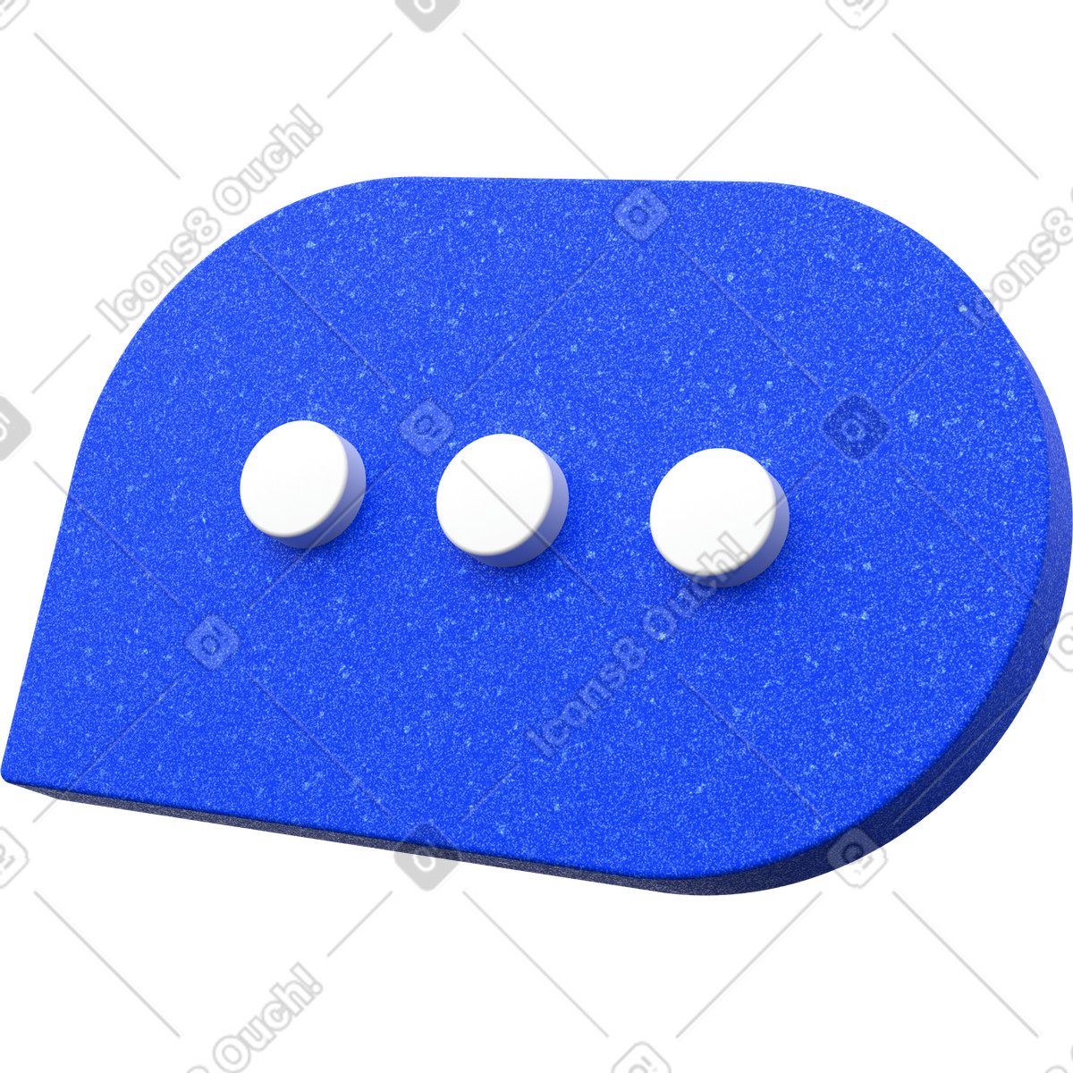 Illustration Icône de bulle dialogue bleue, points saisie message, symbole chat en plastique bleu dans le style 3D Enterprise à télécharger aux formats PNG, SVG