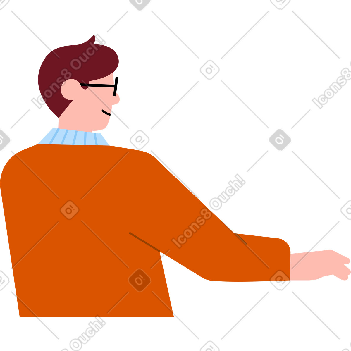 Back view of a person illustration in Vector style download in PNG, SVG