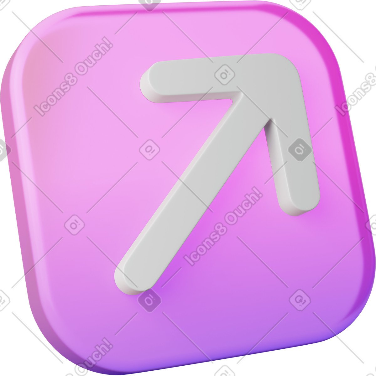 Ilustración Arrow upward right symbol on rounded square growth button en estilo 3D Playful a descargar en PNG y SVG