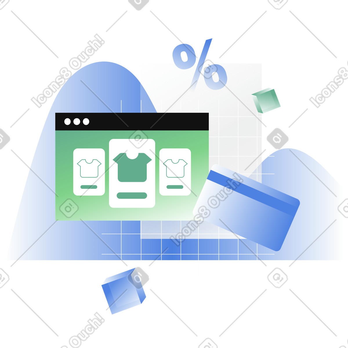 Online shopping and online payment illustration in PNG, SVG