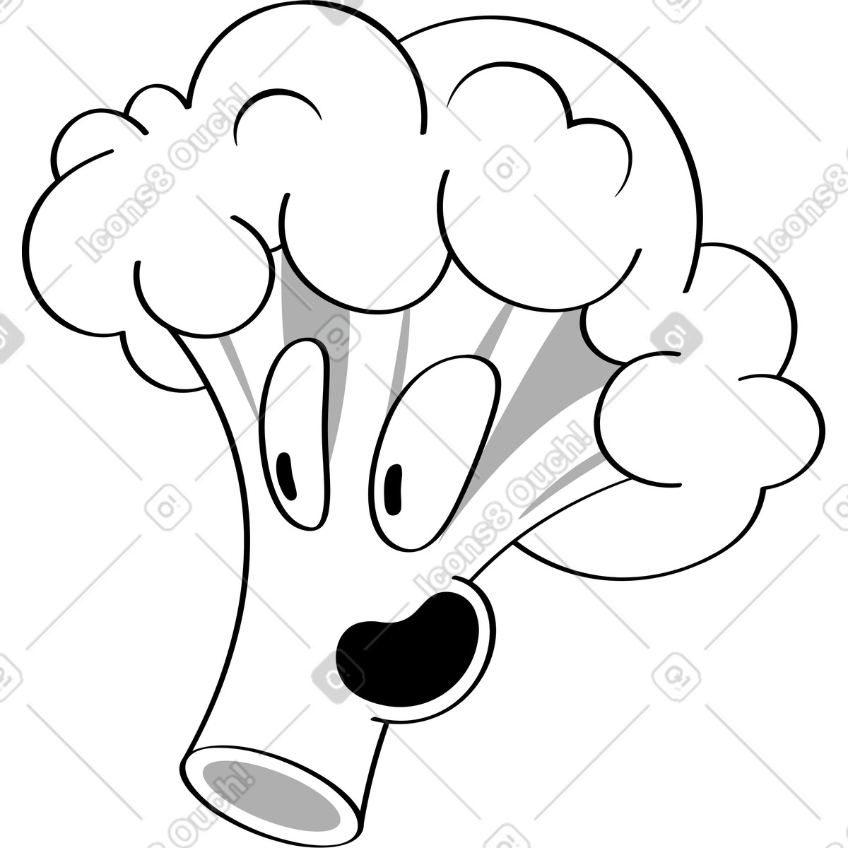 Looney スタイルの 顔つきブロッコリー のイラストをPNG、SVG形式でダウンロード