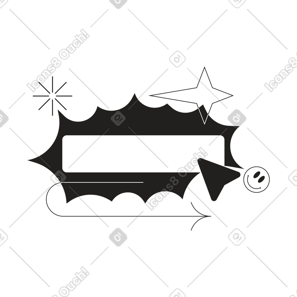 Suchleiste mit smiley und pfeil-Illustration im Tokyo-Stil als Download in PNG, SVG