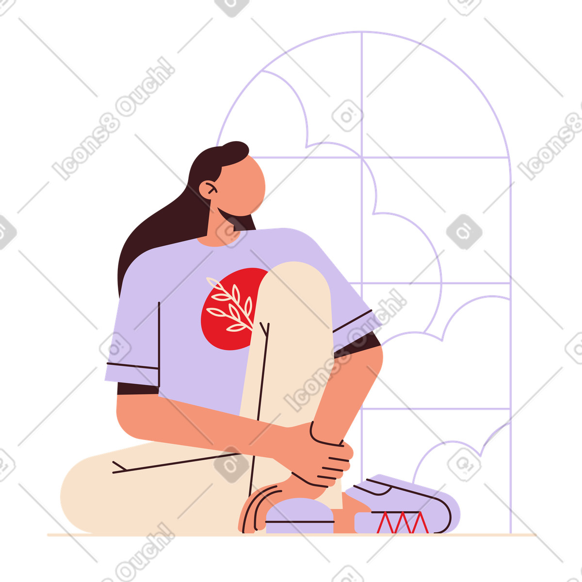 Ilustración Daydreaming near window, Self-reflection or relaxation en estilo Folks a descargar en PNG y SVG