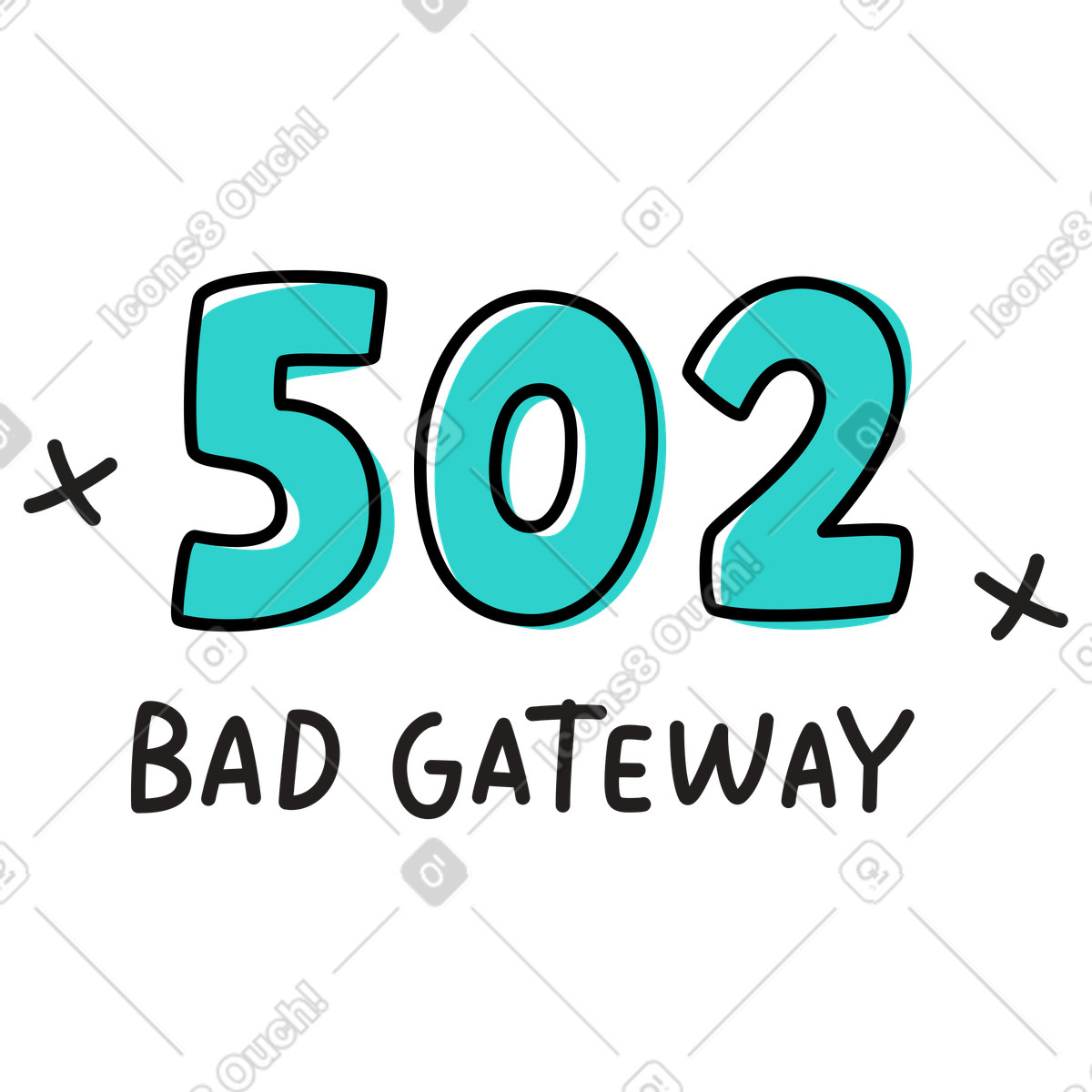 Ilustración Texto de error 502 puerta enlace incorrecta en estilo Little a descargar en PNG y SVG