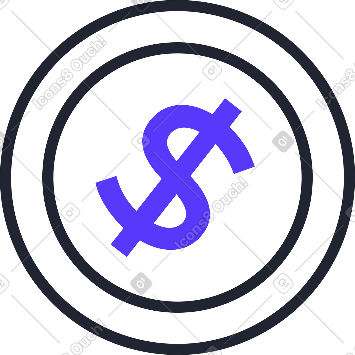 Pablita スタイルの Round white dollar coin のイラストをPNG、SVG形式でダウンロード