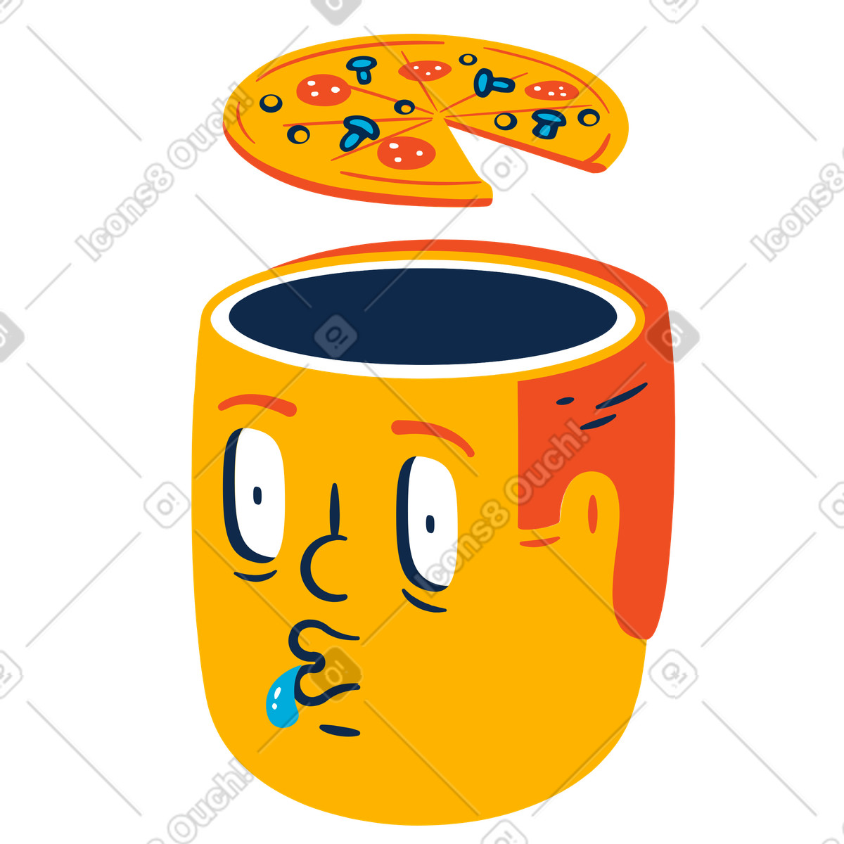 Illustration Homme pensant à la pizza dans le style Flame télécharger aux formats PNG, SVG