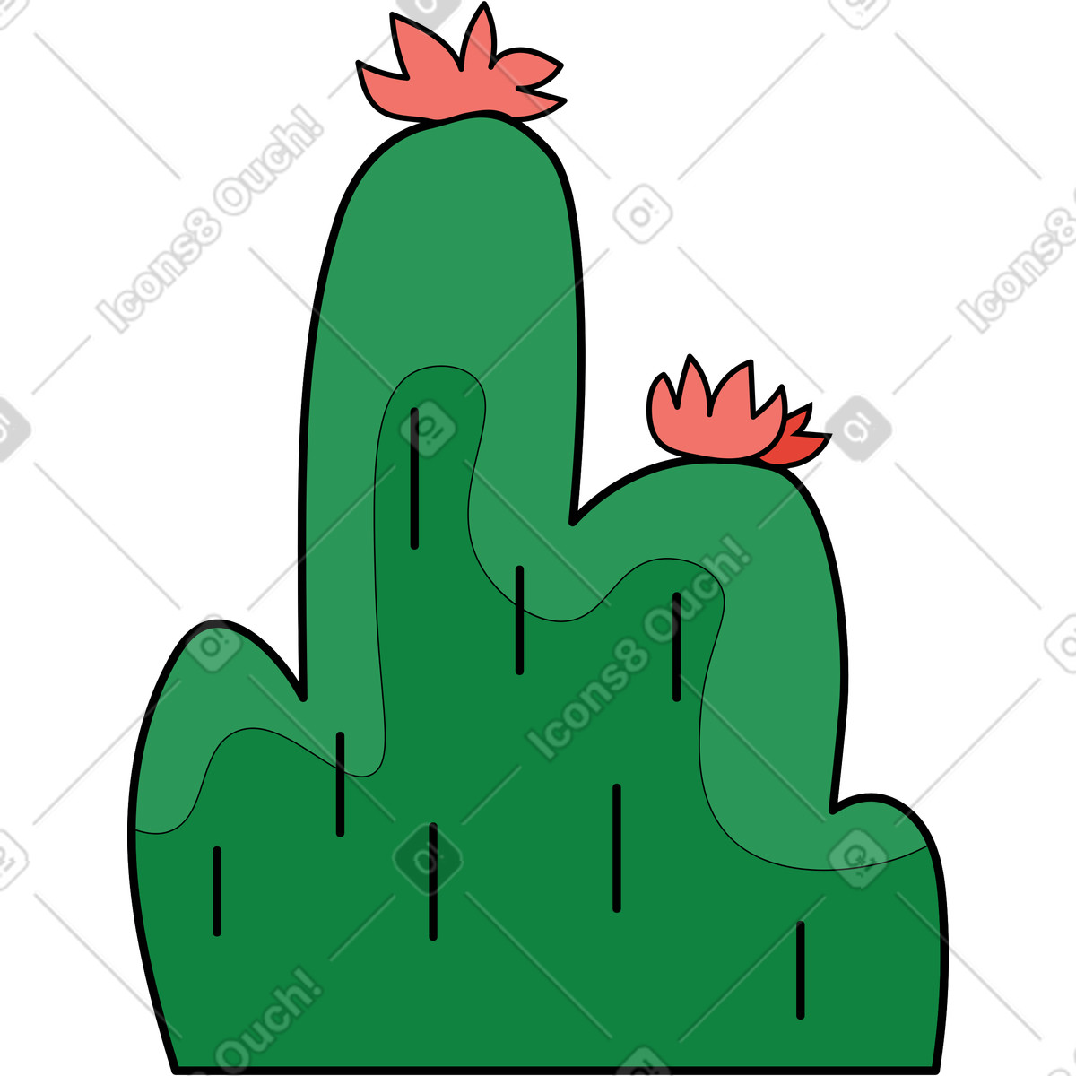 Cactus illustration showcasing thorns in a detailed clipart image PNG SVG GIF