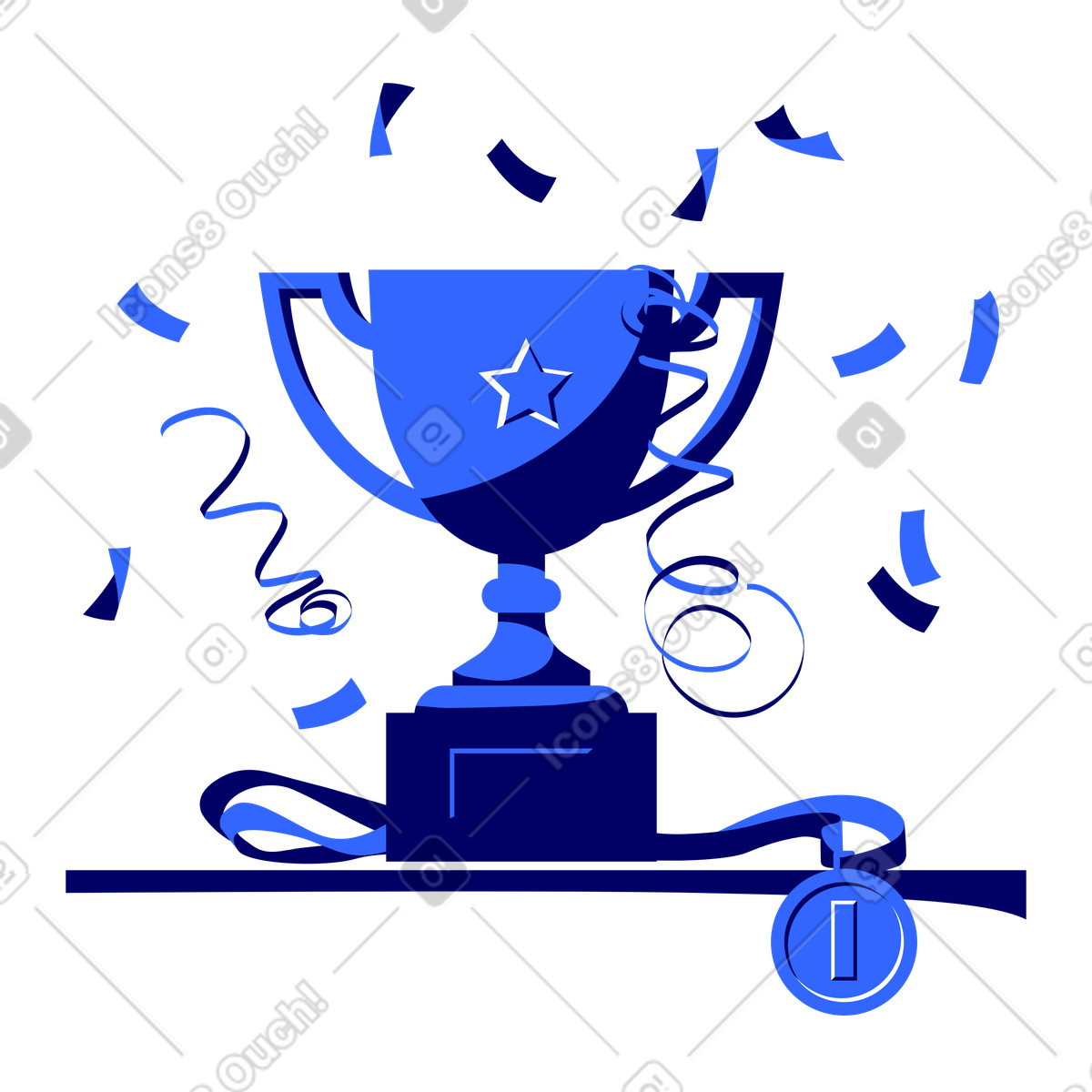 Winner's trophy and medal illustration clipart graphics download GIF PNG