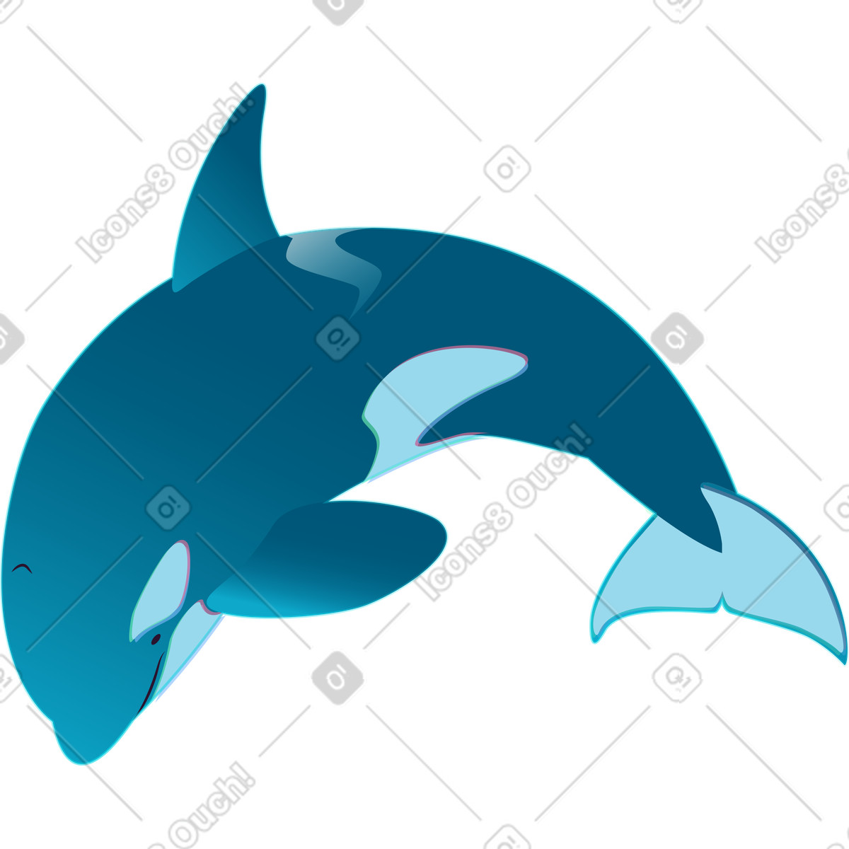 Killerwal springt-Illustration im Neon-Stil als Download in PNG, SVG