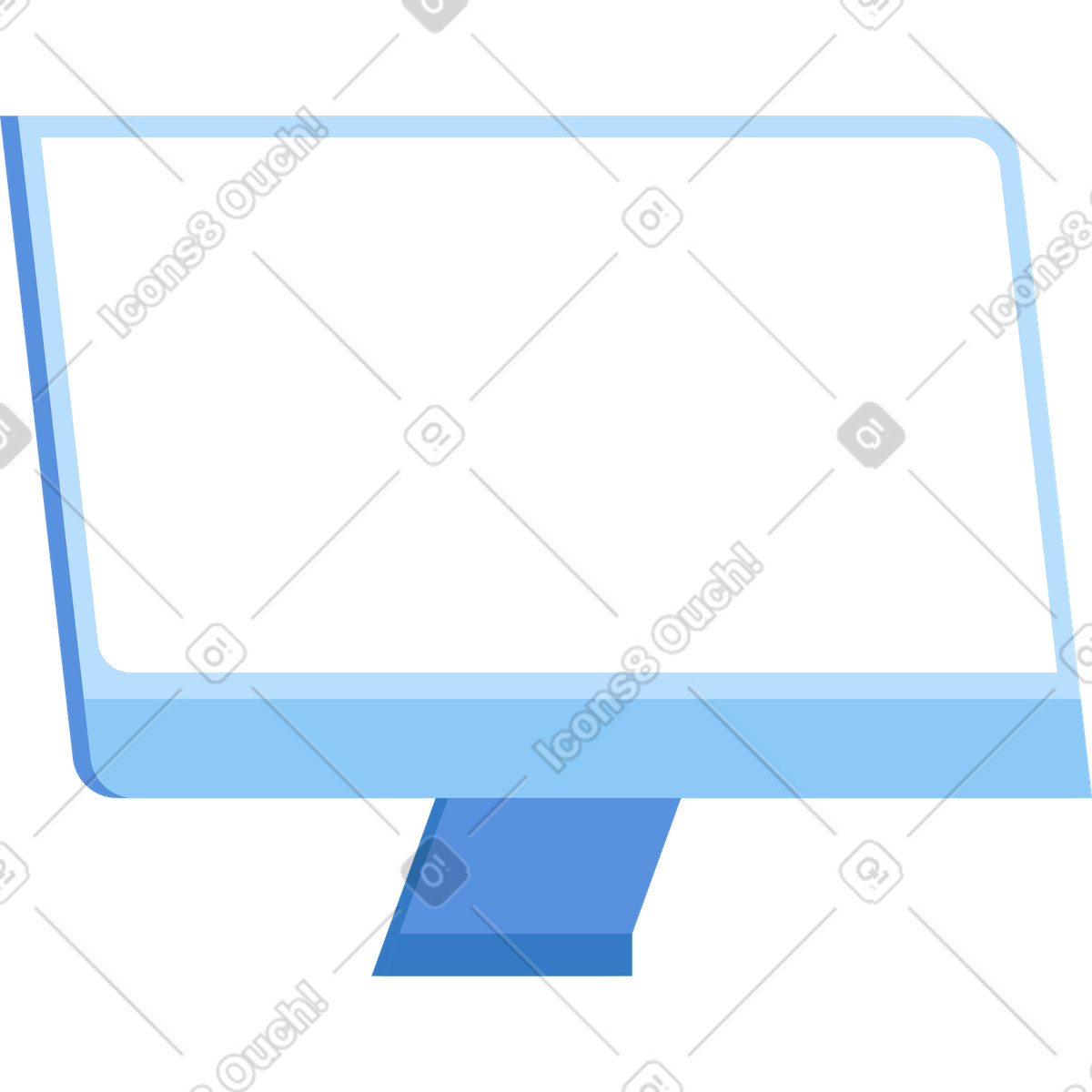 Monochrome monitor illustration clipart emphasizing simple technology outline