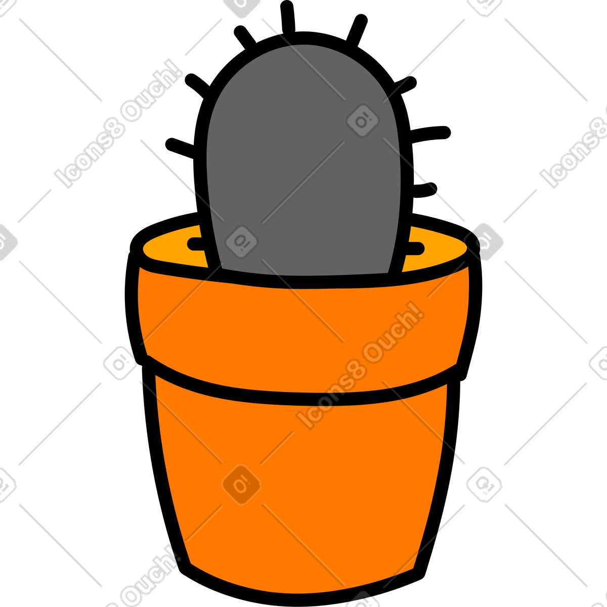Cactus in vaso illustrazione stile Purr scarica PNG, SVG