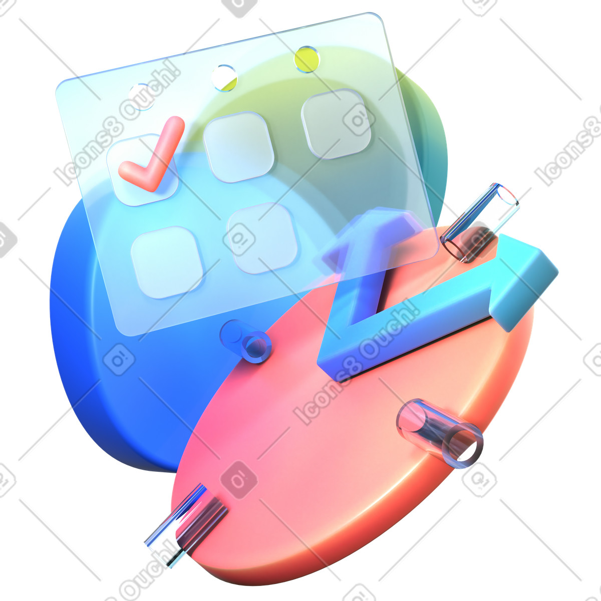 Calendario e orologio morphis 3d per la gestione del tempo illustrazione in stile Experimental scarica in PNG, SVG