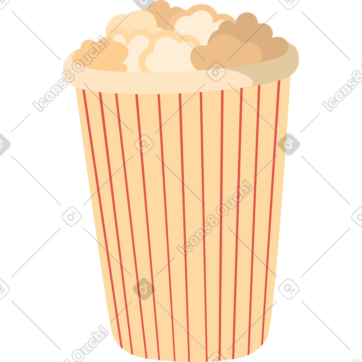Tall paper cup of popcorn illustration in Lagom style download in PNG, SVG
