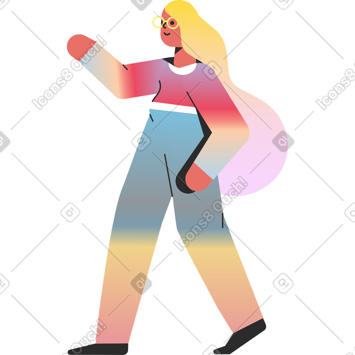 Ilustração de Menina em no estilo Marginalia para baixar em PNG, SVG