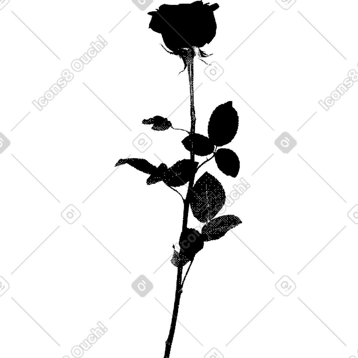 Rose-Illustration im Bitmap-Stil als Download in PNG, SVG