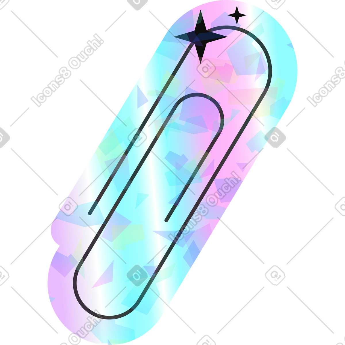 Paper clip illustration in Holostickers style download in PNG, SVG