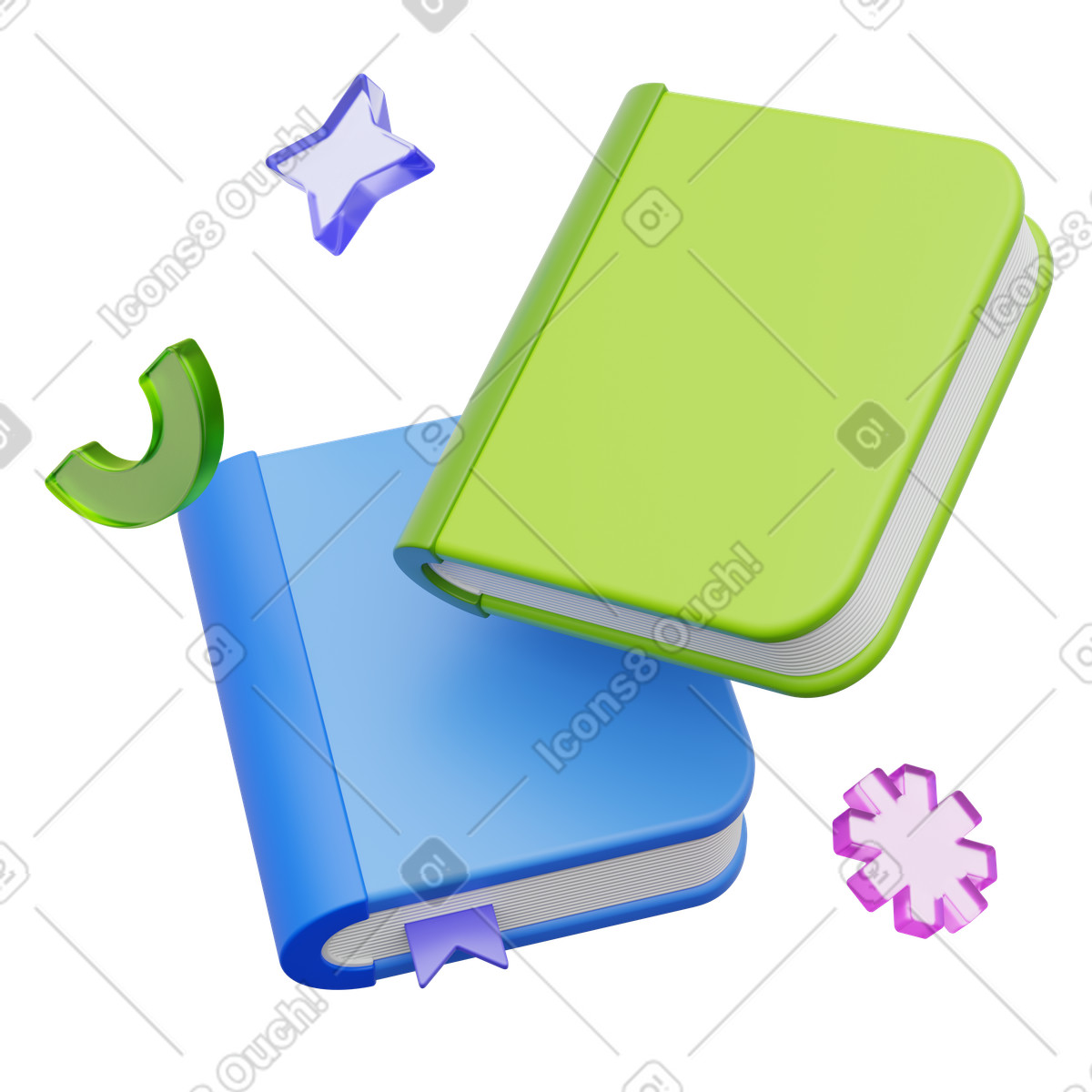 Pair of colorful hardcover books illustration university education clipart images in PNG, SVG, GIF