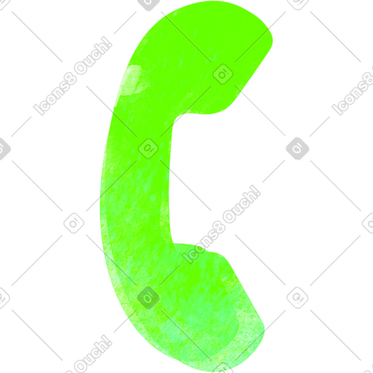 Green phone receiver illustration in Inky style download in PNG, SVG