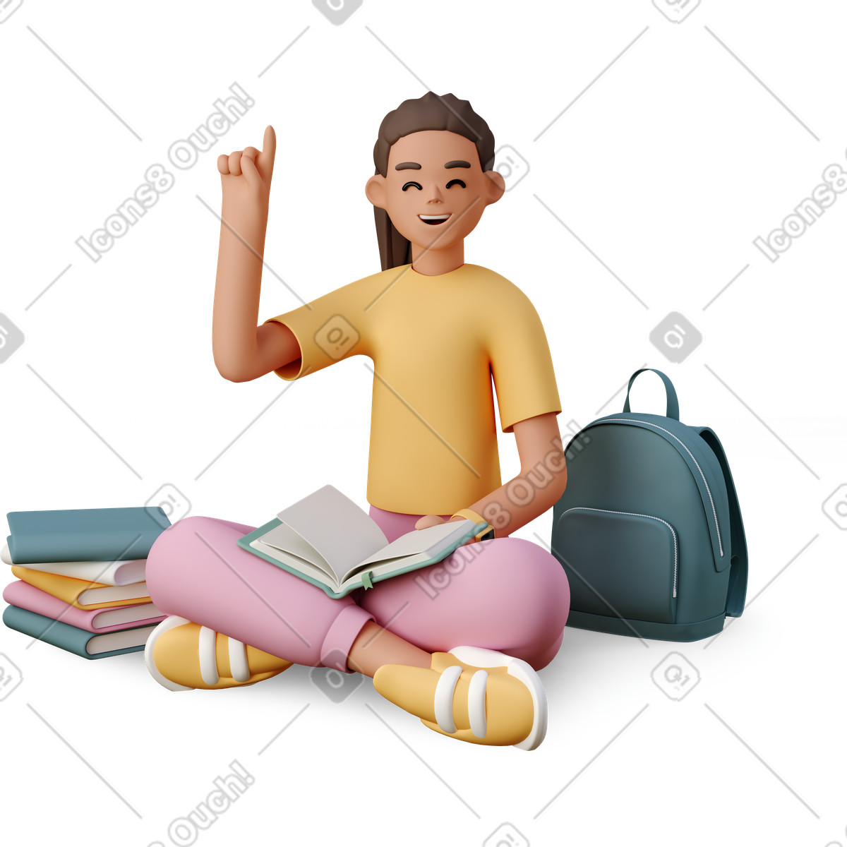 Girl with books and backpack illustration university education vector clipart images
