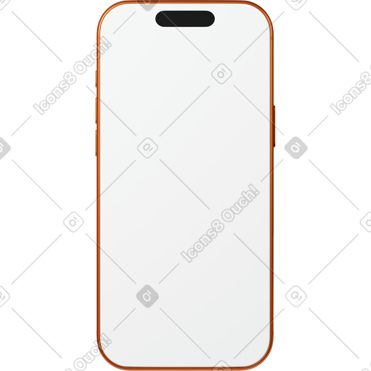 Front view of orange phone illustrazione in stile 3D Business scarica in PNG, SVG