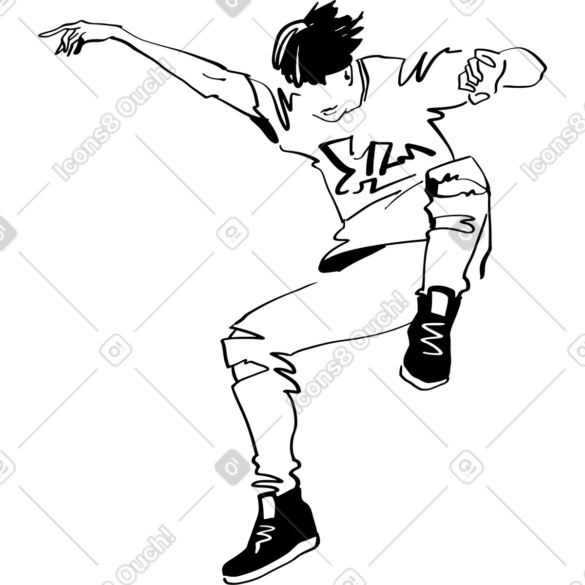 Young man jumping illustration in Line style download in PNG, SVG