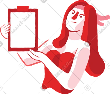 Displeased woman with clipboard PNG, SVG