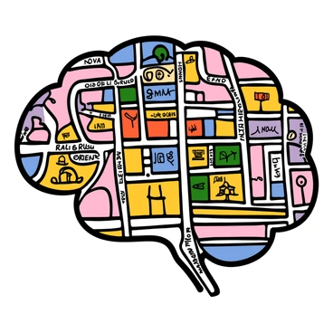 A city map where streets and blocks outline the shape of a brain