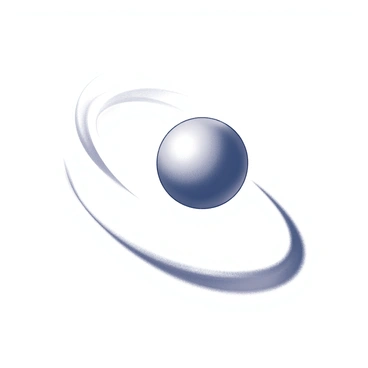 A spherical ball in mid-air, captured at the peak of its bounce. The ball appears to be in motion, with visible blur effects suggesting rapid movement. A trail of light follows the ball, curving gracefully, creating a rhythmic pattern in the air. The background features a simple, unobtrusive design that emphasizes the ball and its dynamic movement.