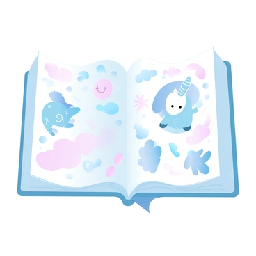 A sketchbook is open on a flat surface, revealing a page filled with colorful doodles. The doodles include whimsical creatures, such as a dragon with swirly designs on its body and a unicorn with a flowing mane, both appearing vibrant and lively. Other imaginative elements, like fantastical plants and floating clouds, surround the creatures, enhancing the playful atmosphere. Soft gradient pastel colors fill the background, blending harmoniously to create a cheerful environment. The edges of the sketchbook are slightly curled, suggesting that it has been well-loved and frequently used.
