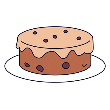 A round homemade chocolate chip cake with a soft, rich brown frosting. The cake has visible chunks of gooey chocolate chips peeking through the frosting on its sides. The top of the cake is smooth and topped with a few scattered chocolate chips, creating a deliciously inviting appearance. The cake is placed on a simple white plate.